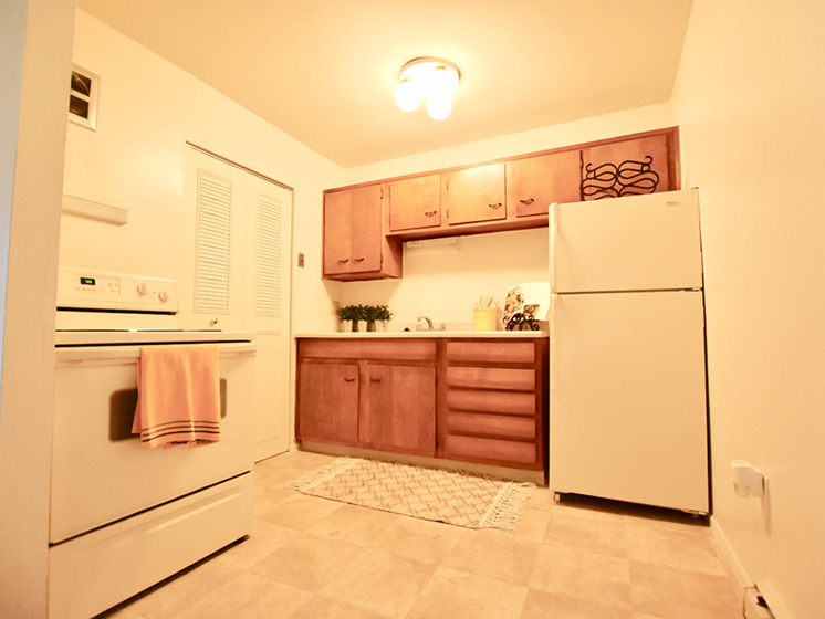 kitchen at Woodman Park Apartments